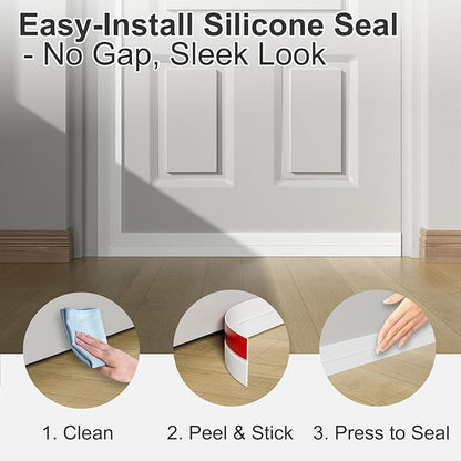 Heavy-Duty 20 ft x 1 in Weather Stripping, Door Draft Stopper Silicone Seal Strip for House and Glass Shower Doors for Collision and Side Gaps of Door and Windows, White