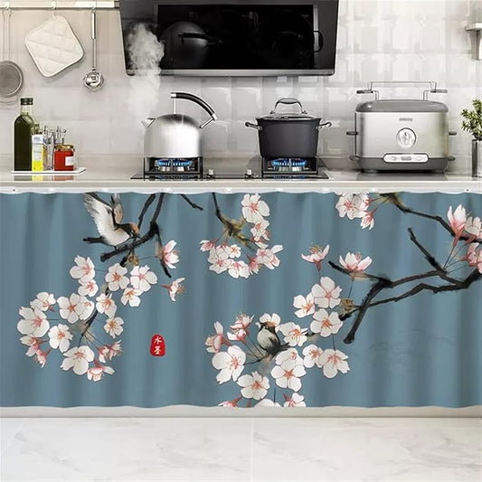 SK Studio Short Curtains for Kitchen, Cabinet Shelf Dust-Proof Blackout Tier Cafe Curtain Under Sink Skirt for Bathroom Laundry Room Style 4, 19.7" W x 27.6" H