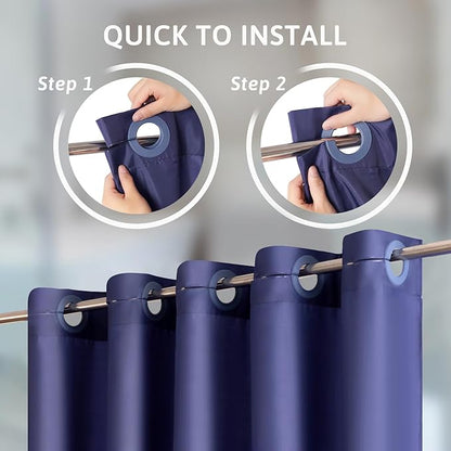 Furlinic Navy Blue Shower Curtain Liner Fabric Waterproof Shower Stall Curtains with Weighted Bottom for Bathroom RV Hotel,36x72 Inch.