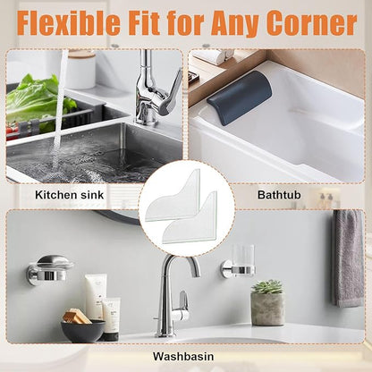 2 Pack Shower Corner Water Guard, Shower Splash Guard Acrylic Self-Adhesive for Bathtub Tub Edges, 8.26×7.28 In Waterproof Curtain Barrier, Bathroom Accessories Water Blocker for Corner Control