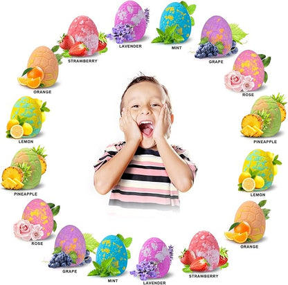 Dinosaur Bath Bombs Gift Set,16 Pack Organic Bath Bomb for Kids with Toys Surprise Inside. Natural Dino Egg Bathbombs Kit for Christmas or Birthday Gift for Girls and Boys