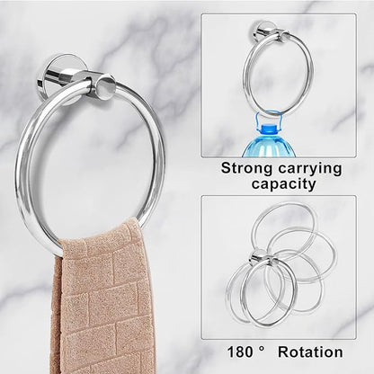 Cilee 10 Piece Chrome Bathroom Hardware Set,2 Pack 5 Piece Bathroom Accessories Set Include 24 inch,16 inch Toilet Paper Holder, Towel bar,Towel Ring,Towel Hook,Stainless Steel Wall Mounted
