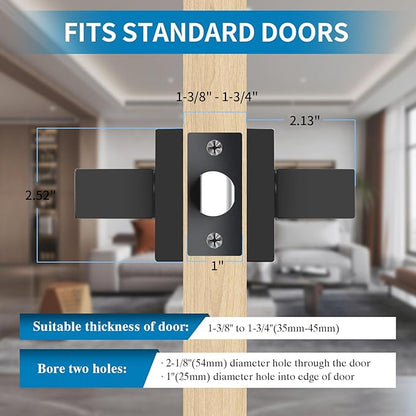 Passage Door Lever, 6 Pack Matte Black Interior Door Handles for Hallway and Closet, Heavy Duty Square Interior Keyless Door Handles Non-Locking Door Knobs for Right & Left Side Door