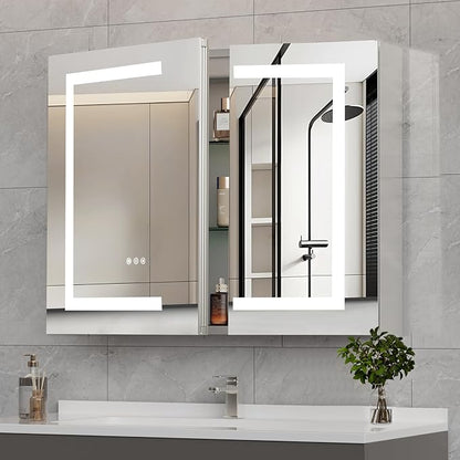 New LED Bathroom Mirror 24 * 36 Stepless Dimmable Wall Mirrors with Anti-Fog, Shatter-Proof, Memory, 3 Colors, Memory Function, Water Proof, Decor Vanity Mirror