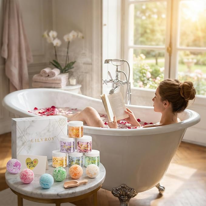Christmas Gifts for Women - 15 Pcs Luxury Spa Gift Set Bath and Body Gift Set for Mom & Dad | Perfect Mothers Day Gifts, Birthday Gifts with 6 x 150g Bath Salt & 6 x 100g Bath Bomb