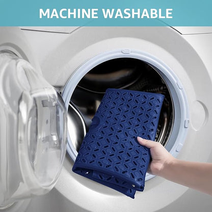 OTHWAY Square Shower Mat, 27"x 27" Extra Large Shower Mats for Inside Shower, TPE Anti Slip Shower mat with Suction Cups Drain Holes, Machine Washable Shower Floor Mat (Navy Blue)