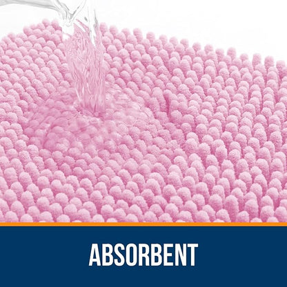 OLANLY Bathroom Rugs 70x24, Extra Soft Absorbent Chenille Bath Rugs, Rubber Backing Quick Dry, Machine Washable Bath Mats for Bathroom Floor, Tub and Shower, Home Decor Accessories, Pink