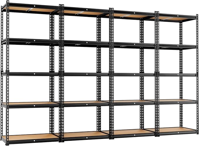 LEVELEVE 5-Tier Storage Shelving Unit, 2020 lbs Capacity, Heavy Duty Adjustable Metal Utility Shelf, 35" L x 16" W x 73" H for Garage, Kitchen, Pantry, Basement, Bathroom, Laundry, 4 Pack