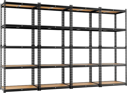 LEVELEVE 5-Tier Storage Shelving Unit, 2020 lbs Capacity, Heavy Duty Adjustable Metal Utility Shelf, 35" L x 16" W x 73" H for Garage, Kitchen, Pantry, Basement, Bathroom, Laundry, 4 Pack