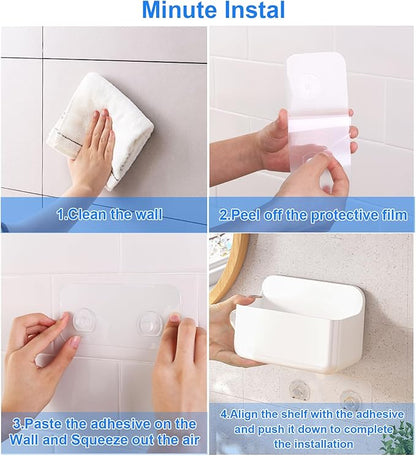 2pc Clear Wall Mount Organizer, Adhesive Cabinet Door Organizer,Self Adhesive Organizer for Wall,Shower Caddy No Drilling Hang Walls for Bathroom, Kitchen, Living Room