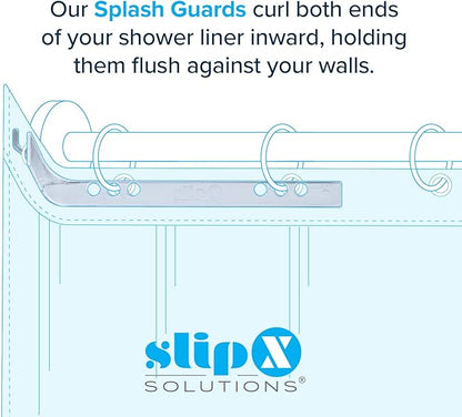 SlipX Solutions No Mess Splash Guard for Shower & Bathtub Curtain Liners | Bath Accessories to Keep Water Where It Belongs for Non-Slip Bathroom Floor | Adhesive Free, Easy to Attach | 2 Per Pack