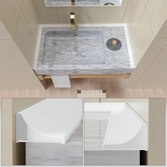 98Inch Collapsible Shower Threshold Water Dam Barrier, Self Adhesive Silicone Waterproof Shower Barrier Water Strip Dam for The Gap Between the Shower Kitchen Countertop Sink and Cooktop