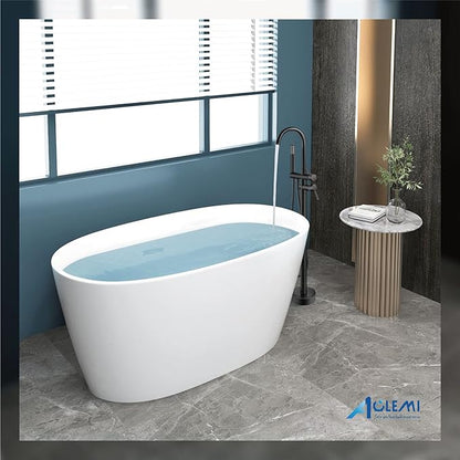 Aolemi Floor Mount Bathtub Faucet Freestanding Tub Filler Standing High Flow Shower Faucets Shower Mixer Taps, Swivel Gooseneck Spout with Cylinder Handheld Oil Rubbed Bronze