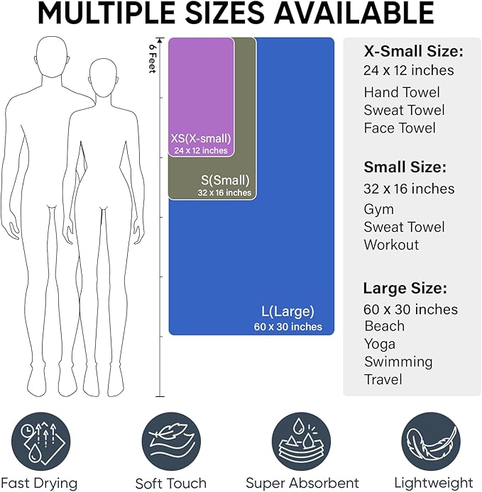 APEXUP Microfiber Travel Towel, Ultra Absorbent Quick Dry Towels, Lightweight Gym Sports Camping Towel for Workout, Yoga, Beach, Shower, Swimming (Combo, Pale Rose)