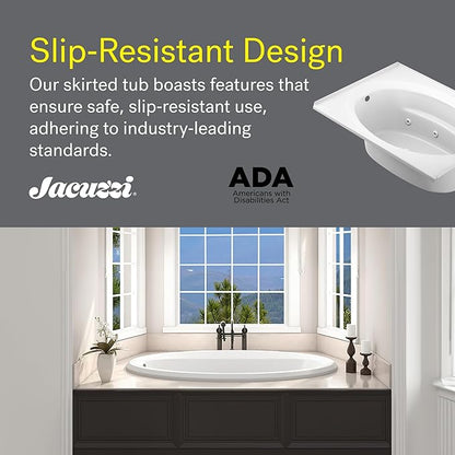 Jacuzzi SIGNATURE Acrylic Drop-In Bathtub, Jet Massage Tub, Slip Resistant, Right Drain Placement, 66" (L) x 38" (W), Oval, Oyster