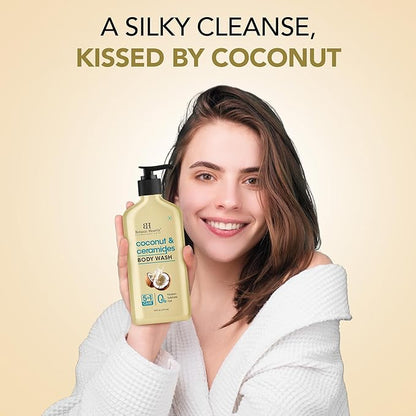 Botanic Hearth Coconut & Ceramides Body Wash – Hydrating Shower Gel for Soft, Smooth Skin, 5-in-1 Gentle Cleanser, Sulfate & Paraben Free – 16 fl oz