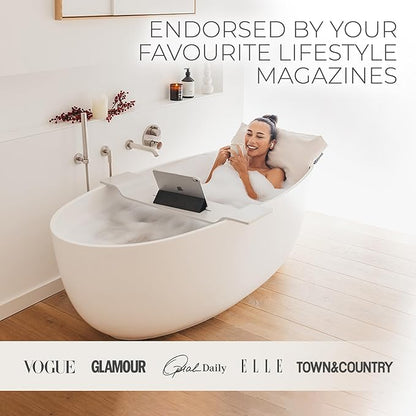 BADESOFA® Luxury Bathtub Pillow L - Large Bath Pillow for Therapeutic Neck and Back Support Quick-Drying - Full Body Bath Tub Cushion - Luxury Spa Cushion in Ivory Pearl