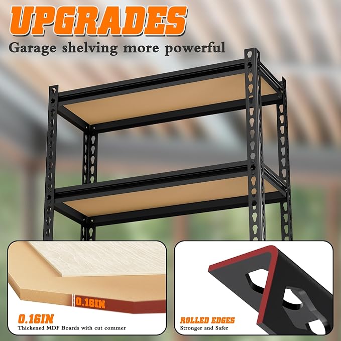 LEVELEVE 5-Tier Heavy Duty Storage Shelving Unit, 2000 lbs Capacity, Adjustable Metal Utility Shelf, 48" L x 18" W x 73" H for Garage, Kitchen, Pantry, Basement, Bathroom, Laundry,4 Pack