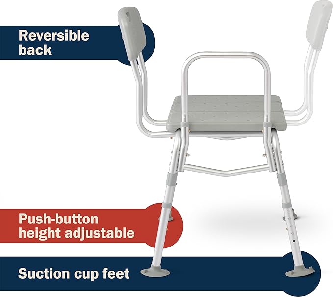 Tub Transfer Bench, 400 lb Capacity Bath & Shower Seat, Tool-Free Assembly, Anti-Slip Suction Feet, Lightweight Frame, for Seniors & Mobility Assistance
