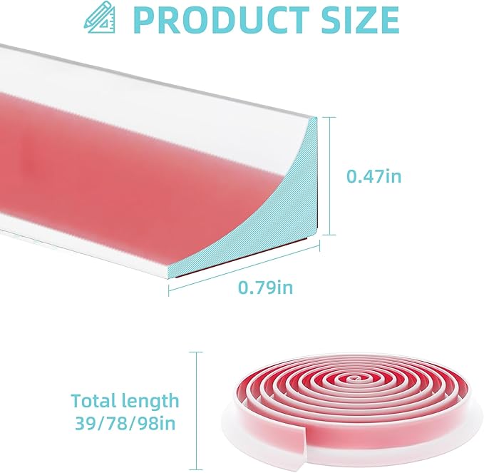 Shower Threshold Water Dam,Walk in Shower Water Guard, Shower Dam Water Barrier Bathroom Sink Splash for Dry And Wet Separation Caulk Seal Strip Edge Trim (78Inch, Transparent)