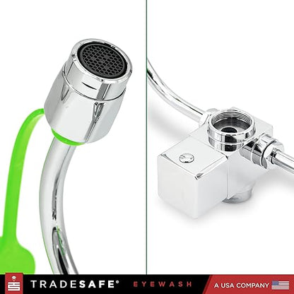 TRADESAFE Faucet Mount Eye Wash Station OSHA Approved - Emergency Eye Wash Station, Eye Wash Station for Sink Faucet, Eye Wash Sign Included, Eyewash Station ANSI Compliant