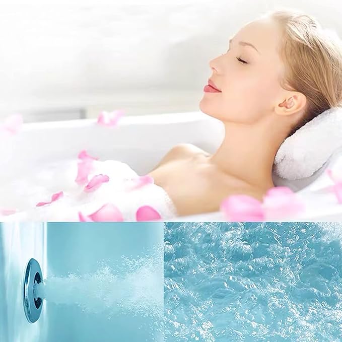 Empava 67 inch Acrylic Freestanding Whirlpool Bathtub with Hydromassage Gracefully Oval Shaped Adjustable Water Jets Soaking SPA, Single-Ended Massage Bathtubs with Black Pillow, ETL Certified, White