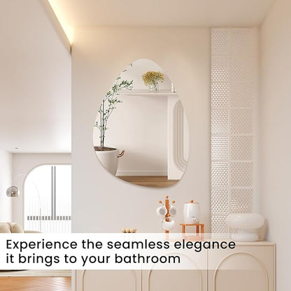 VASUHOME Triangle Frameless Bathroom Mirror, 24 x 32 Inch Wall Vanity Mirror, Large Wall Mounted Mirrors for Bathroom, Living Room, Bedroom