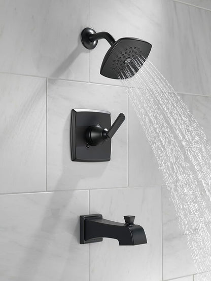 Delta Ashlyn 14 Series Bathtub and Shower Faucet Set, Matte Black Shower Head and Handle Set, Valve Trim Kit, Matte Black T14464-BL (Valve Not Included)