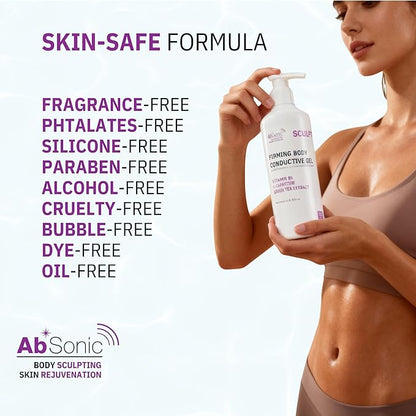 Absonic Sculpt Firming Cavitation Conductive Gel - Toning Gel Enriched with L-Carnitine & Green Tea Extract for Body Cavitation, Sculpting & Tightening Devices - 8.5oz Bottle - Made in USA