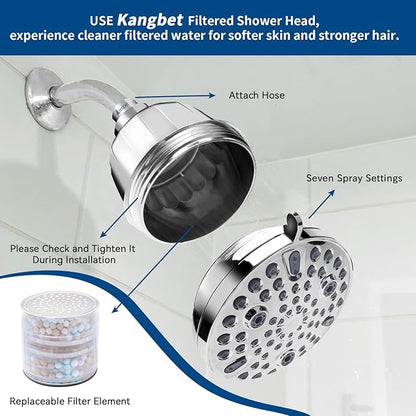 Filtered Shower Head | Shower Head Filter for Hard Water | Improves Skin & Hair by Reducing Chlorine & Heavy Metals from Hard Water-Chrome