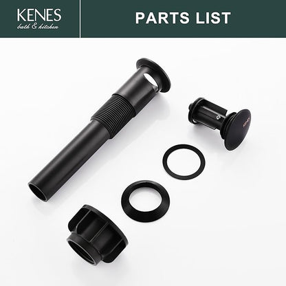 KENES Oil Rubbed Bronze Pop Up Bathroom Sink Drain with Overflow, Lavatory Bathroom Vanity Sink Drain Stopper, Sink Drain Assembly with Overflow Anti Clog Pop Up Drain