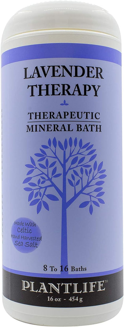 Plantlife Lavender Therapy Bath Salts - Straight from The Plant Natural Aromatherapy Bath Salts - Balance, Calm, and Release Tension in The Body - Made in California 16 oz