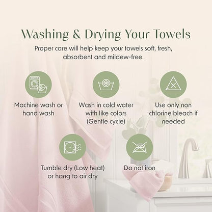 Springtree Home Luxury Bamboo Rayon Bath Towel Set 6 Piece Set | 35% Bamboo Rayon - 65% Cotton | Absorbent Quick-Dry Towels for Bathroom | Oeko-TEX Standard 100 Cotton | Pink Shadow