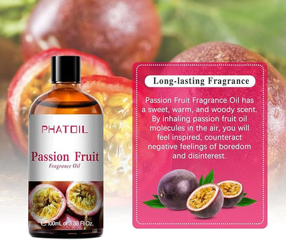 PHATOIL 3.38FL.OZ Passion Fruit Fragrance Oils for Aromatherapy, Essential Oils for Diffusers for Home, Perfect for Diffuser, Yoga, Skin Care, DIY Candle and Soap Making - 100ml