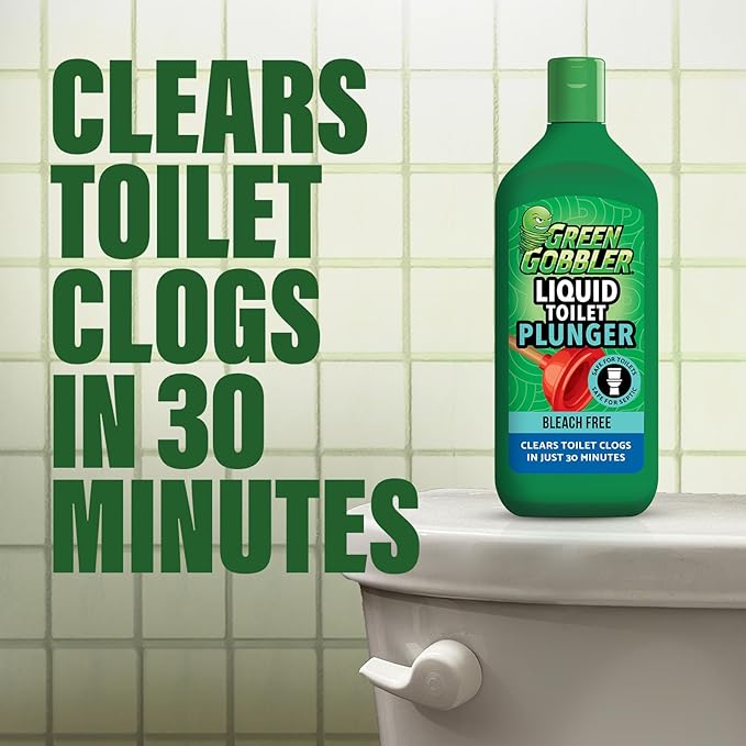 Green Gobbler Liquid Toilet Plunger | Clog Remover | Safe for Toilets and Septic | 2 Pack