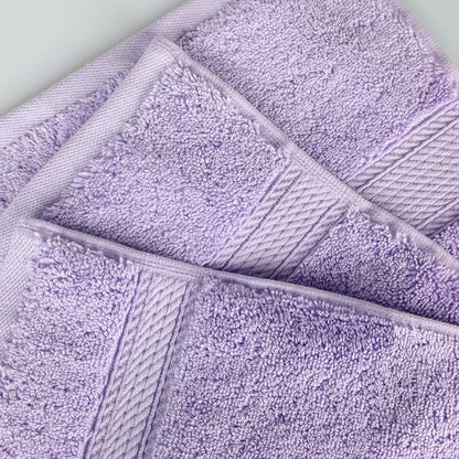 Superior Egyptian Cotton Pile Face Towel/Washcloth Set of 6, Ultra Soft Luxury Towels, Thick Plush Essentials, Absorbent Heavyweight, Guest Bath, Hotel, Spa, Home Bathroom, Shower Basics, Purple