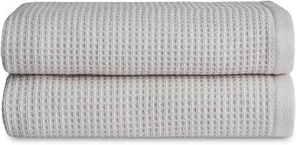 Cozy Earth Waffle Hand Towels - 60% Cotton 40% Viscose from Bamboo Hand Towels 20 x 30 Inches - Soft & Absorbent Terry, Reversible Mini Textured Waffle & Weave Pattern - 2 Pack