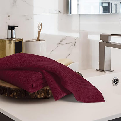 BOUTIQUO Ultra Soft Cotton 6 -Piece Hand Towel Set 16x24 Inch, Ideal for use in Bathroom, Kitchen, Gym, Spa & General Cleaning, Compact & Lightweight Multi Purpose Hand Towels - Burgundy