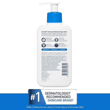CeraVe Intensive Moisturizing Lotion, Hydro-Urea + Shea Butter, Body Lotion For Dry Skin, Relieves Signs Of Extra Dry Skin, Non Greasy Hydrating Cream For Rough, Tight, Red & Itchy Skin, 16oz