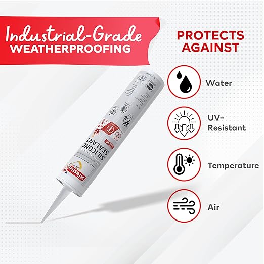 XFasten Clear Silicone Caulk Neutral Cure 10.1 oz (10-Pack) 100% Waterproof Silicone Sealant, Crack and Shrink Resistant, Low Odor, Strong Adhesion Caulking for Kitchen Bath Window Shower Outdoor Use