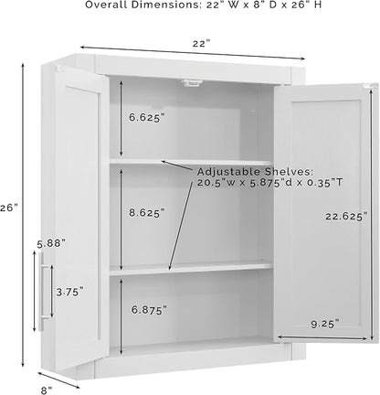 Crosley Furniture Savannah 2-Piece Wall Storage Cabinet, Cabinets for Laundry, Bathroom, Kitchen, White