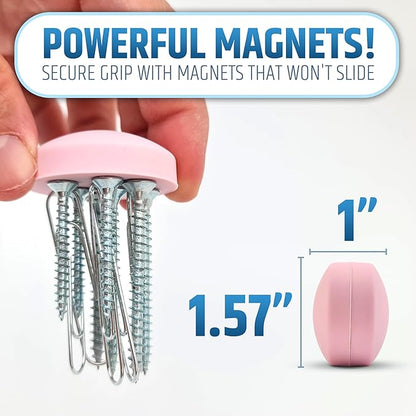 Powerful Anti-Billowing Magnetic Shower Curtain Weights for Splash-Free Bath Experience - 360° Silicone Wrapped - Will Never Rust - Heavy Magnets Prevent Curtain Liners from Blowing | 4 Pairs | Pink