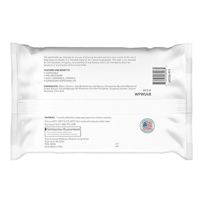 McKesson Washcloth Wipes for Adults, Unscented (3 Pack, 144 Washcloths) Disposable Wash Cloths for Body - Fragrance-Free No-Rinse Formula - Good for Incontinence and Elderly - 48 Wipes Per Pack
