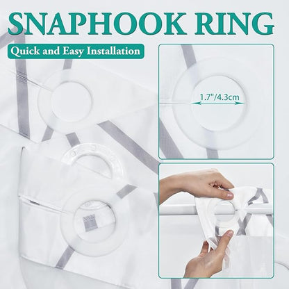 No Hook Shower Curtain Set with Snap in Fabric Liner for Bathroom,with See Through Top Window,Double Shower Curtain with Detachable Liner Replacement,Machine Washable,Ocean Shell,71"x 74"