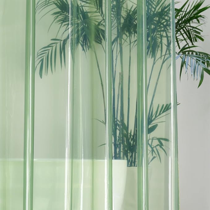 UFRIDAY Green Clear Shower Curtain Liner 72 x 72 inches,Pastic Standard Shower Curtain Liner 12 Rust Resistant Metal Grommets, 5 Weighted Magnet Hem,Mint, Green