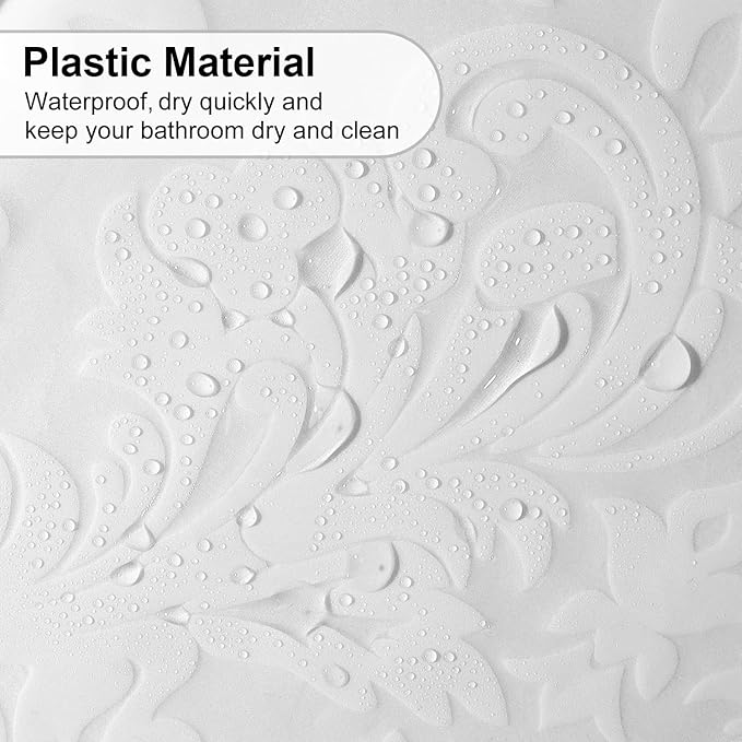 PEVA Shower Curtain, 72 x 72 Water Repellent Premium Bathroom Shower Curtain with 3 Magnetic Weights for Shower Stall, Bathtubs (White Flowers)
