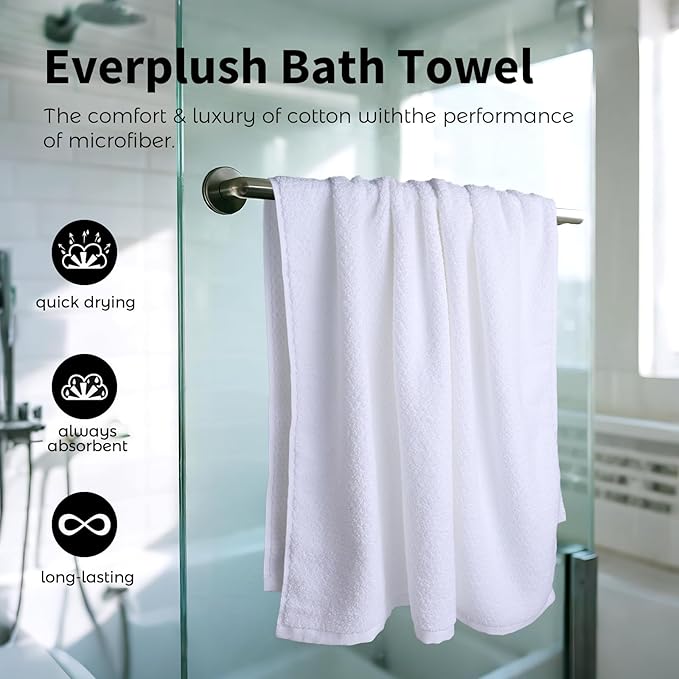 Everplush Diamond Collection Extra Large Bath Sheet Towel – 1 PK, Super Soft & Highly Absorbent, Quick-Drying & Oversized. Perfect for Bathroom, Pool, Swimming Use(White, 35" x 66" 1PK)