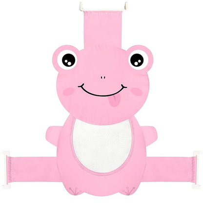 Baby Bath Seat Support Net, Quick Drying, Adjustable, Comfortable, Non-Slip, Infant Bathtub Sling Shower Mesh for a Tub, Soft Newborn Bath Mat (Deep Pink Frog)