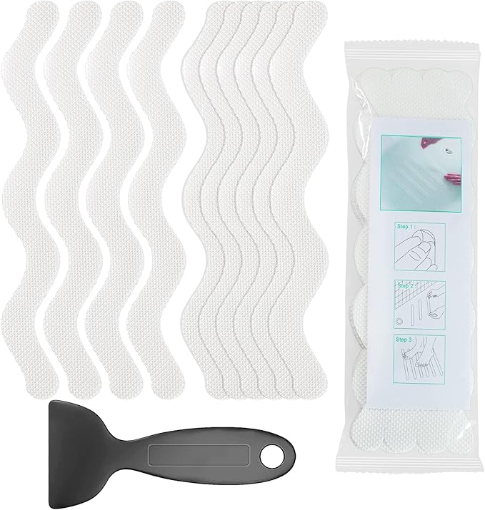 Non Slip Bathtub Stickers Set of 30, Bath Stickers Non Slip with Premium Scraper, Safety and Waterproof Bath Tub Slip Stickers for Bathtub, Shower, Pool, Ladder (White)