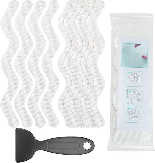 Non Slip Bathtub Stickers Set of 30, Bath Stickers Non Slip with Premium Scraper, Safety and Waterproof Bath Tub Slip Stickers for Bathtub, Shower, Pool, Ladder (White)